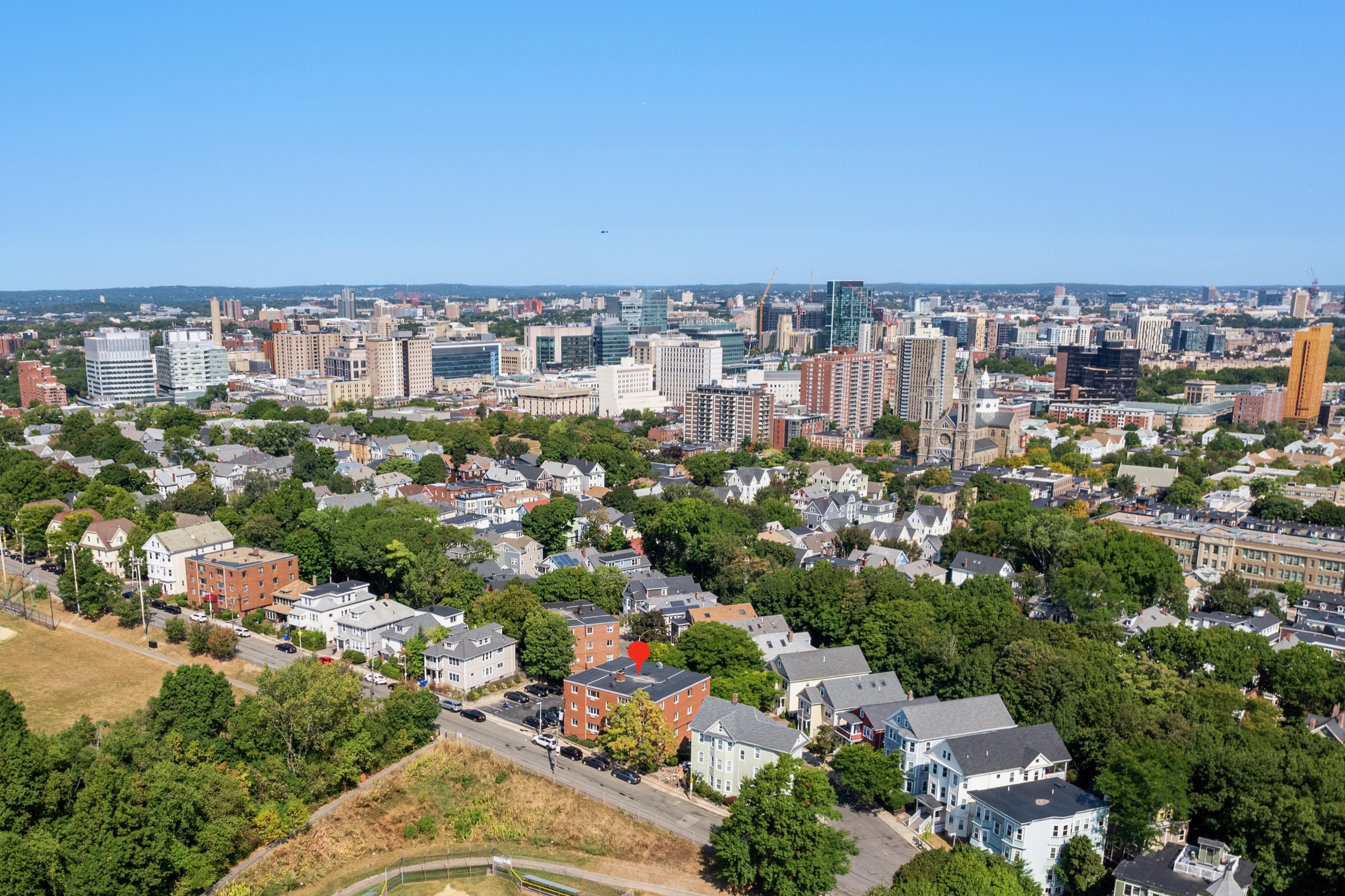 Aerial view of the Longwood Medical Area, Fenway and Brookline from Mission Hill